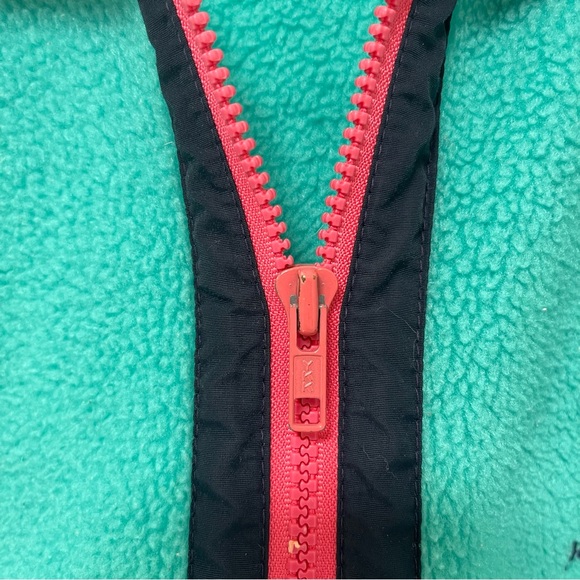 Vintage 80s Patagonia Fleece Half Zip Pullover Teal Pink Made in the USA Medium - Picture 5 of 5